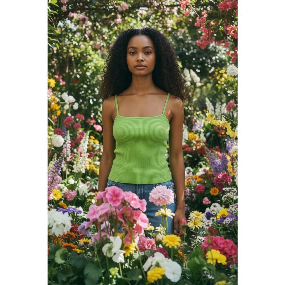 LA Hearts Light Green Camisole Ribbed Crop Top S